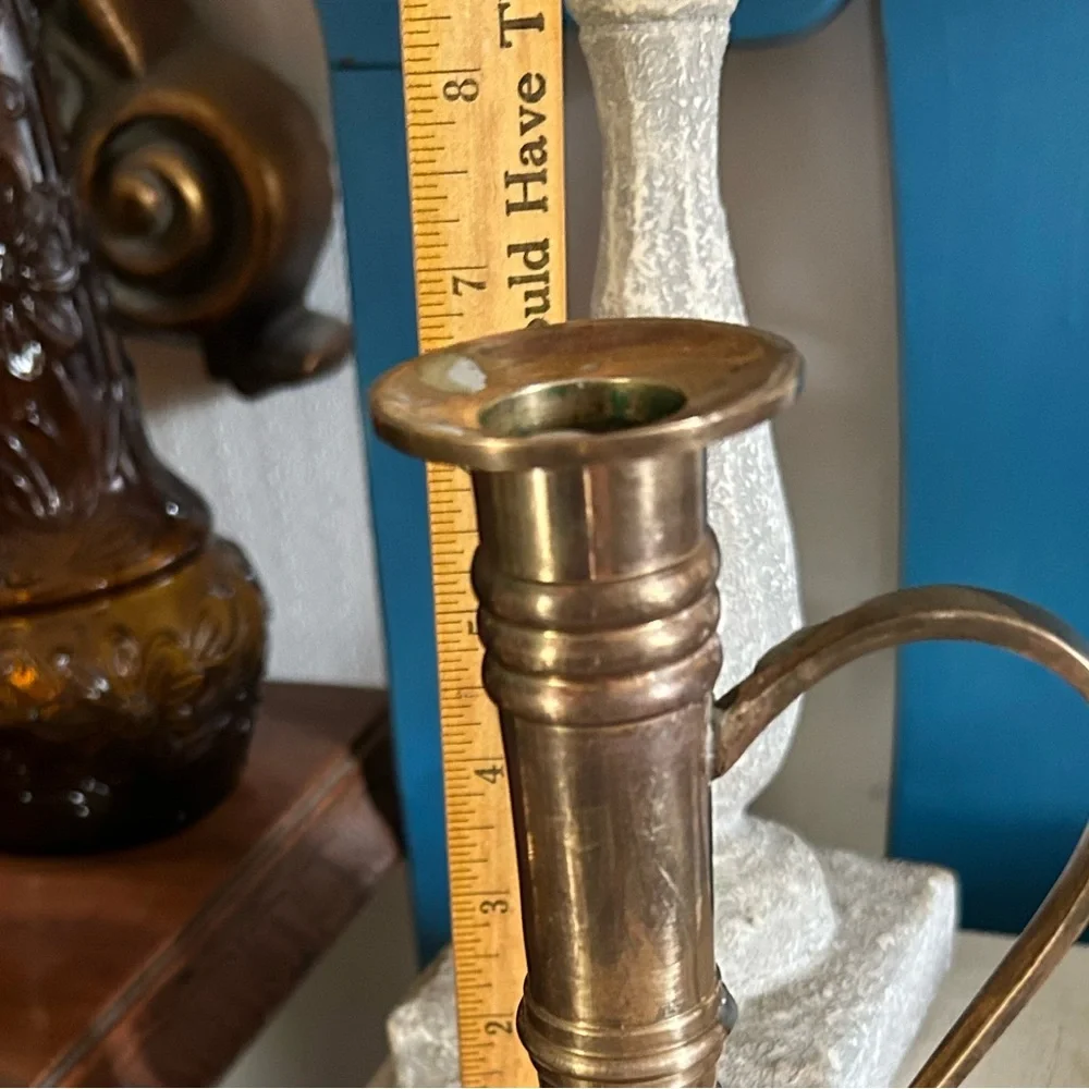 Vintage Solid Brass Candleholder & Snuffer